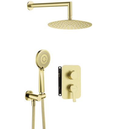 Zestaw prysznicowy podtynkowy z BOXem mieszaczowym złoto szczotkowane Arnika Deante (BXYZRQAM)