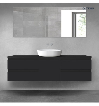 Zestaw mebli łazienkowych 160 cm z blatem czarny mat Vernal Oltens (68400300)