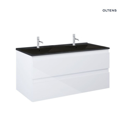 Szafka 120 cm podumywalkowa wisząca z umywalką biały połysk/czarny mat Vernal Oltens (68465000)