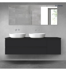 Zestaw mebli łazienkowych 160 cm z blatem czarny mat Vernal Oltens (68483300)