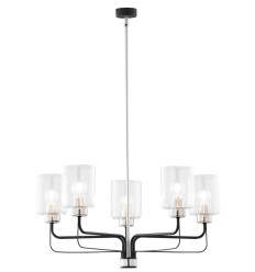 Nowoczesny żyrandol czarny niklowany 5-ramienny klosz Ceres Jupiter (CR 5 cz/ni)