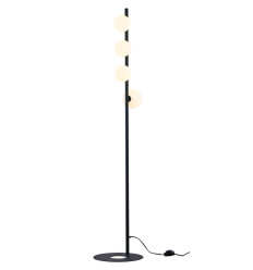 Czarna nowoczesna lakierowana lampa podłogowa 4-punktowa biały klosz Taida Jupiter (TDP CZ)