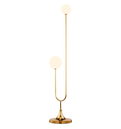 Nowoczesna lampa podłogowa mosiądzowana 2-punktowa biały klosz Selen Jupiter (SLP MS)