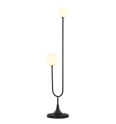 Nowoczesna czarna lampa podłogowa lakierowana 2-punktowa biały klosz Selen Jupiter (SLP CZ)