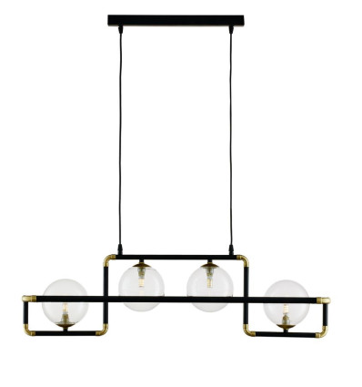 Nowoczesny żyrandol 4-punktowy czarny klosz transparent Zafra Jupiter (ZA4 CZ TR)