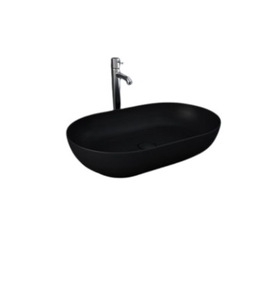 Umywalka slim nablatowa owalna 55x35 cm czarny mat Feeling RAK Ceramics (FEECT5500504A)