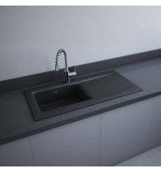 Zlewozmywak ceramiczny 1 komora czarny mat 101 x 51 cm + syfon Rak-dream RAK Ceramics (DRE2CZM)