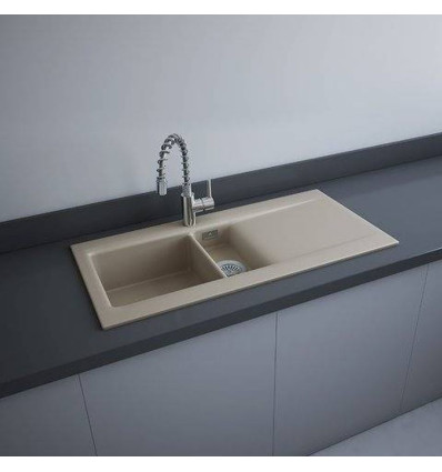 Zestaw dream1 zlewozmywak ceramiczny 1,5 komory cappuccino mat 101 x 51 cm + syfon Rak-dream RAK Ceramics (DRE1CAM)