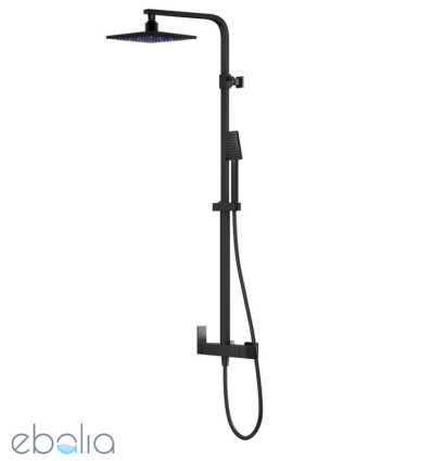 Kolumna prysznicowa Ango czarna z deszczownicą LED, baterią i słuchawką Corsan (LED02MBL)