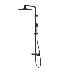 Kolumna prysznicowa Ango czarna z deszczownicą LED, baterią termostatyczną, słuchawką i wylewką obrotową Corsan (LED02TBL)