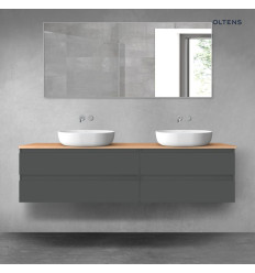 Zestaw mebli 180 cm z blatem grafit mat/dąb Vernal Oltens (68560400)