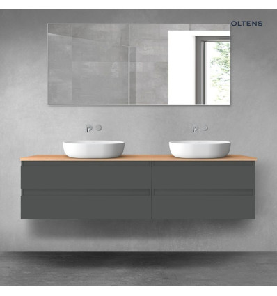 Zestaw mebli 180 cm z blatem grafit mat/dąb Vernal Oltens (68560400)