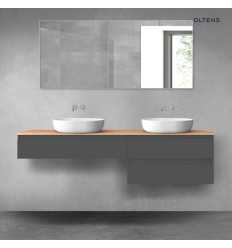 Zestaw mebli 180 cm z blatem grafit mat/dąb Vernal Oltens (68562400)
