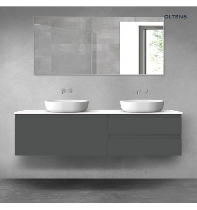 Zestaw mebli 180 cm z blatem grafit mat/biały połysk Vernal Oltens (68572400)