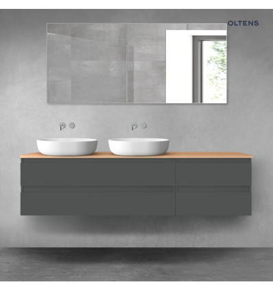 Zestaw mebli 180 cm z blatem grafit mat/dąb Vernal Oltens (68597400)