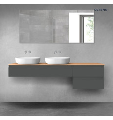 Zestaw mebli 180 cm z blatem grafit mat/dąb Vernal Oltens (68598400)