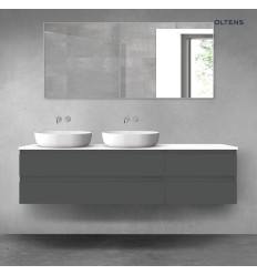 Zestaw mebli 180 cm z blatem grafit mat/biały połysk Vernal Oltens (68606400)