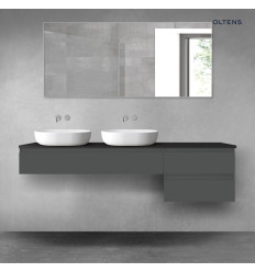 Zestaw mebli łazienkowych 180 cm z blatem grafit mat/czarny mat Vernal Oltens (68616400)