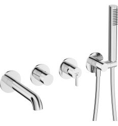 Bateria wannowa z zestawem prysznicowym podtynkowa chrom Silia Deante (BQS 018P)