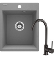 Zlewozmywak granitowy z baterią 1-komorowy 40cm Corio Deante (ZRCBS103)