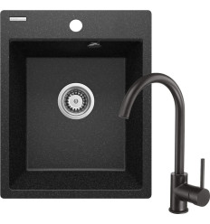Zlewozmywak granitowy z baterią 1-komorowy 40cm Corio Deante (ZRCB2103)