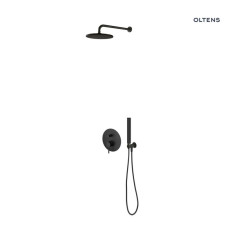 Zestaw bateria podtynkowa z deszczownicą 22 cm Atran i kompletem prysznicowym Ume czarny mat Molle Oltens (36614300)
