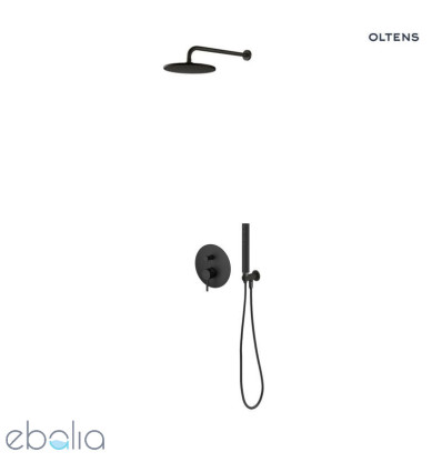 Zestaw bateria podtynkowa z deszczownicą 22 cm Atran i kompletem prysznicowym Ume czarny mat Molle Oltens (36614300)