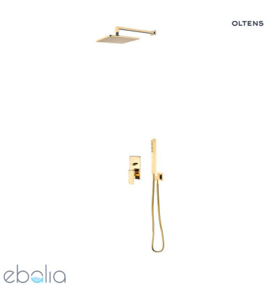 Zestaw bateria podtynkowa z deszczownicą 22 cm Atran i kompletem prysznicowym Sog złoty połysk Gota Oltens (36616800)