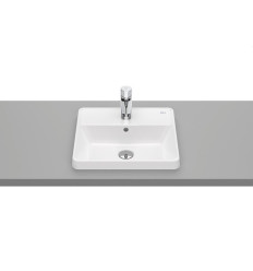 SQUARE - Umywalka blatowa prostokątna, z otworem na baterię, z przelewem Gap Roca (A3270Y9000)