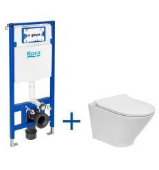 Zestaw podtynkowy DUPLO ONE + miska WC podwieszana GAP ROUND COMPACTO RIMLESS z deską SLIM Roca (A893104480)