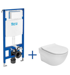 Zestaw podtynkowy DUPLO ONE + miska WC podwieszana MERIDIAN COMPACTO RIMLESS z deską SLIM Roca (A893104530)