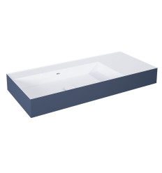 Umywalka ścienna 100 lewa z tworzywa Solid Surface Level bicolor white matt/navy blue matt Elita (RE041461226210)