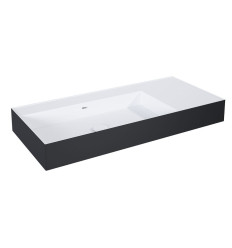 Umywalka ścienna 100 lewa z tworzywa Solid Surface Level bicolor white matt/black matt Elita (RE041461226030)