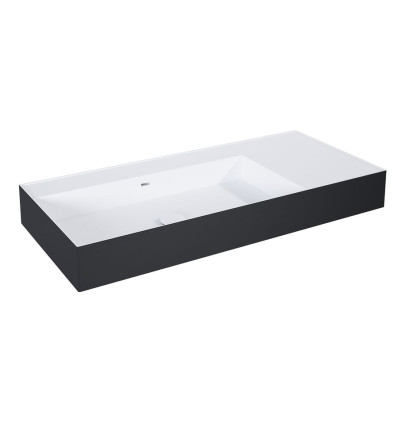 Umywalka ścienna 100 lewa z tworzywa Solid Surface Level bicolor white matt/black matt Elita (RE041461226030)