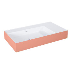 Umywalka ścienna 80 lewa z tworzywa Solid Surface Level bicolor white matt/terra pink matt Elita (RE041461216020)