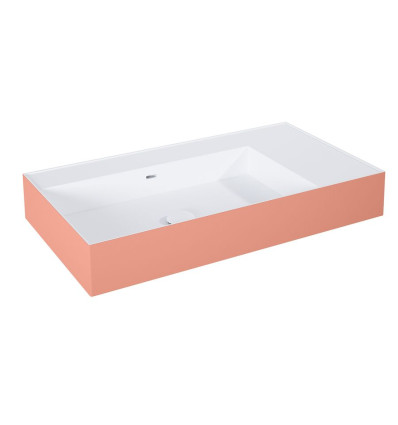 Umywalka ścienna 80 lewa z tworzywa Solid Surface Level bicolor white matt/terra pink matt Elita (RE041461216020)