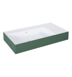 Umywalka ścienna 80 lewa z tworzywa Solid Surface Level bicolor white matt/forest green matt Elita (RE041461216200)