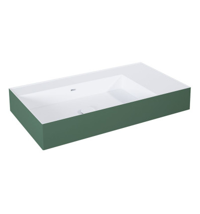 Umywalka ścienna 80 lewa z tworzywa Solid Surface Level bicolor white matt/forest green matt Elita (RE041461216200)