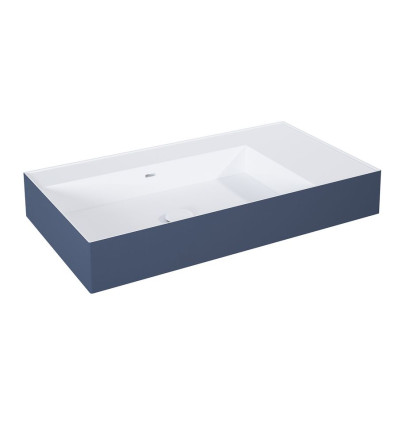 Umywalka ścienna 80 lewa z tworzywa Solid Surface Level bicolor white matt/navy blue matt Elita (RE041461216210)
