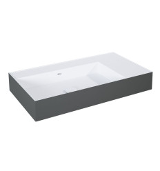 Umywalka ścienna 80 lewa z tworzywa Solid Surface Level bicolor white matt/anthracite matt Elita (RE041461216180)