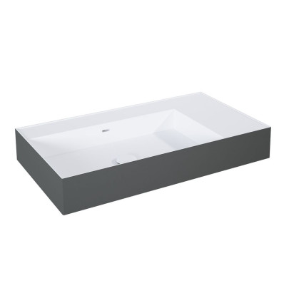Umywalka ścienna 80 lewa z tworzywa Solid Surface Level bicolor white matt/anthracite matt Elita (RE041461216180)