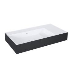 Umywalka ścienna 80 lewa z tworzywa Solid Surface Level bicolor white matt/black matt Elita (RE041461216030)