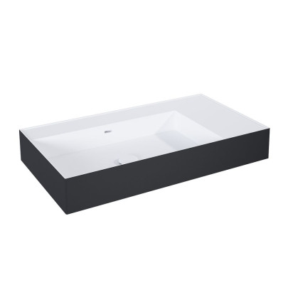 Umywalka ścienna 80 lewa z tworzywa Solid Surface Level bicolor white matt/black matt Elita (RE041461216030)