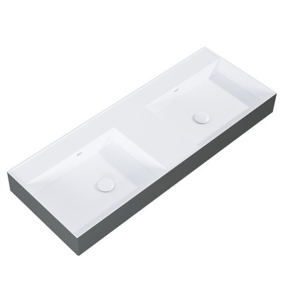 Umywalka ścienna 120 duo z tworzywa Solid Surface Level white matt/anthracite matt Elita (RE041461246180)
