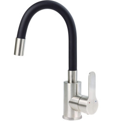 Bateria umywalkowa z giętą wylewką czarna Lupo Neo (BLU B240)