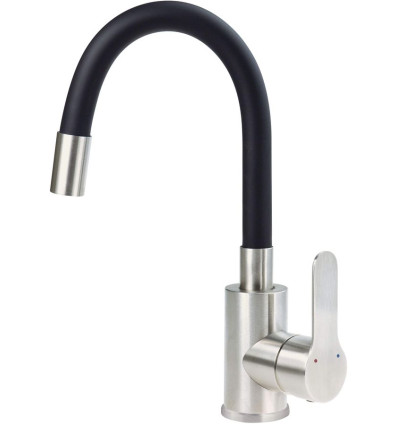 Bateria umywalkowa z giętą wylewką czarna Lupo Neo (BLU B240)