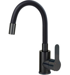 Bateria umywalkowa z giętą wylewką czarna Lupo Neo (BLU N24M)