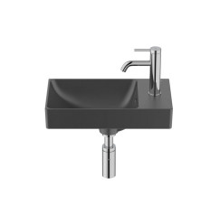 Mała umywalka ścienna 45 cm Compacto Fineceramic Ona czarny mat Roca (A327681080)
