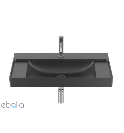 Umywalka ścienna 80 cm Fineceramic Ona czarny mat Roca (A32768H080)