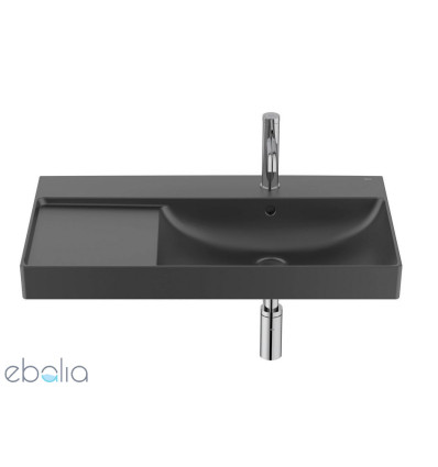 Umywalka ścienna prawa 80 cm Fineceramic Ona czarny mat Roca (A327688080)